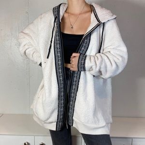 Soft White Sherpa Full Zip Hooded Jacket